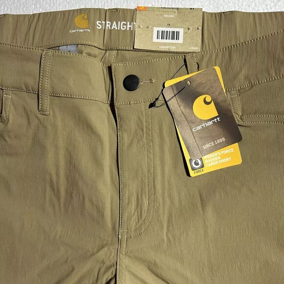 Carhartt Women’s Straight Fit Shorts Force Madden Cargo Size 18‎ Dark Khaki NWT - Picture 2 of 5